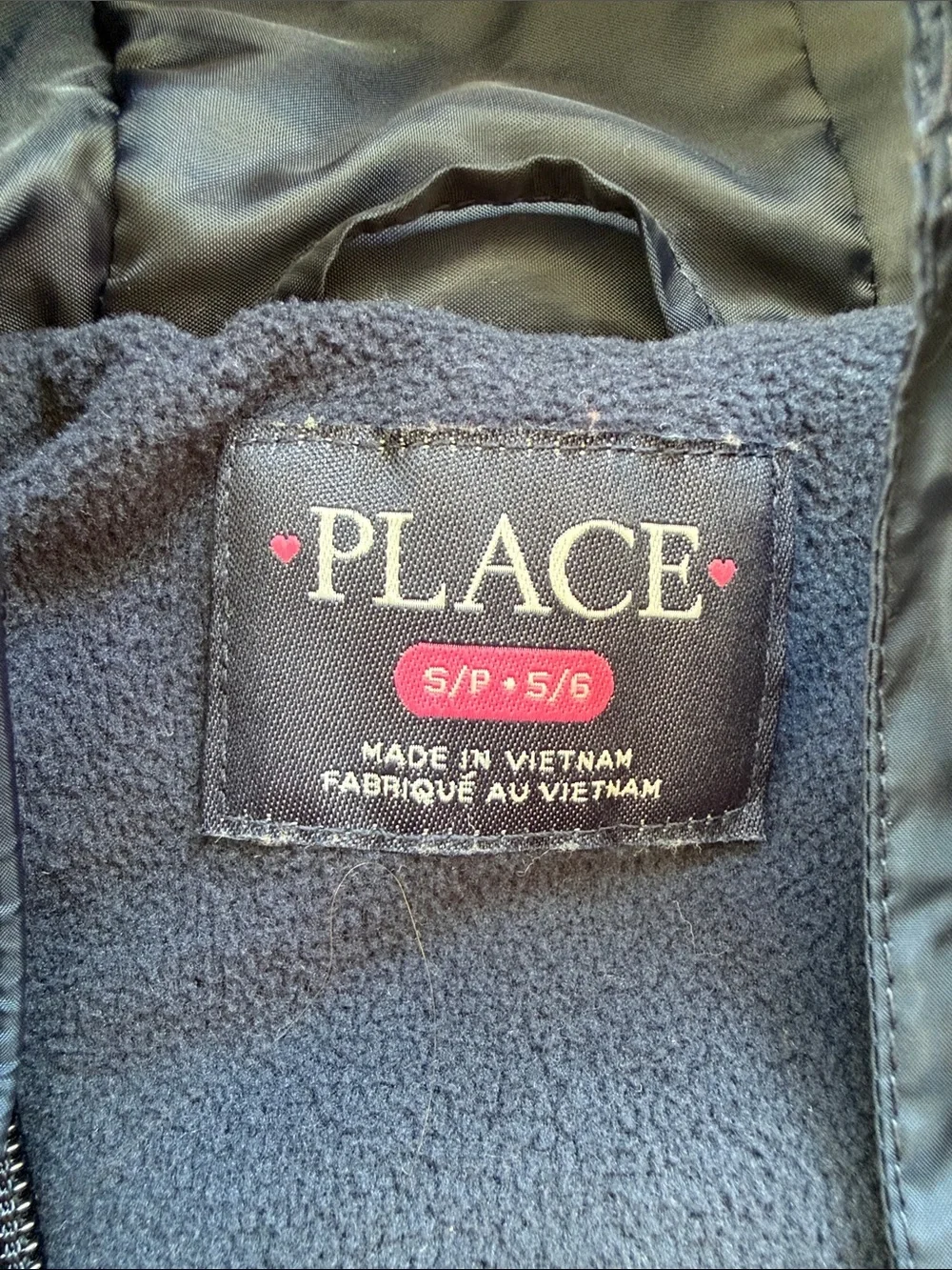 Children's Place girls Quilted Hooded Puffer Jacket — Navy size small 5/6
